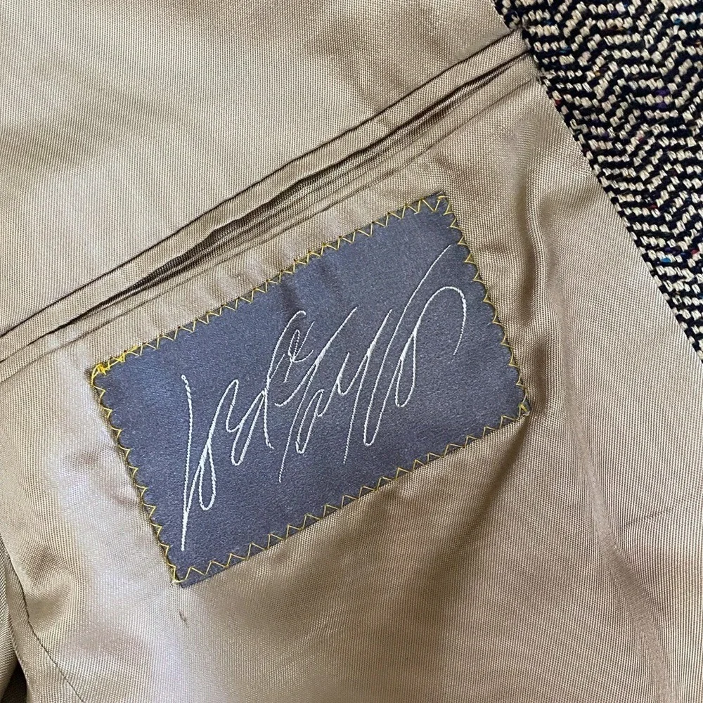 VINTAGE‎ Union Made Polo University Club Black/Tan Herringbone Tweed Blazer 42